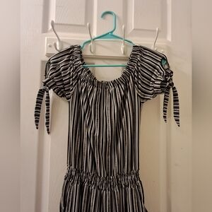 Planet Gold Striped Jumpsuit with pockets, Off the shoulder neckline, size S